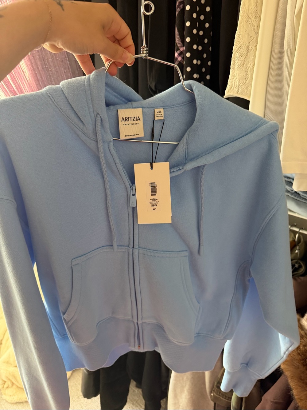Aritzia Post Card Blue Zip-Up Hoodie